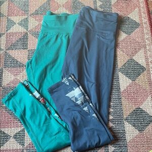 Kyodan Teal and Navy Girls' Active Leggings Set
